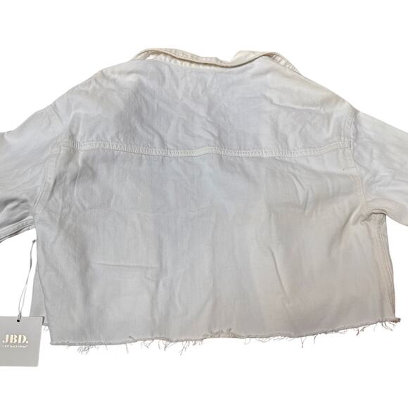 NWT Distressed White Denim Cropped Jacket Women’s Size Medium - Picture 7 of 7